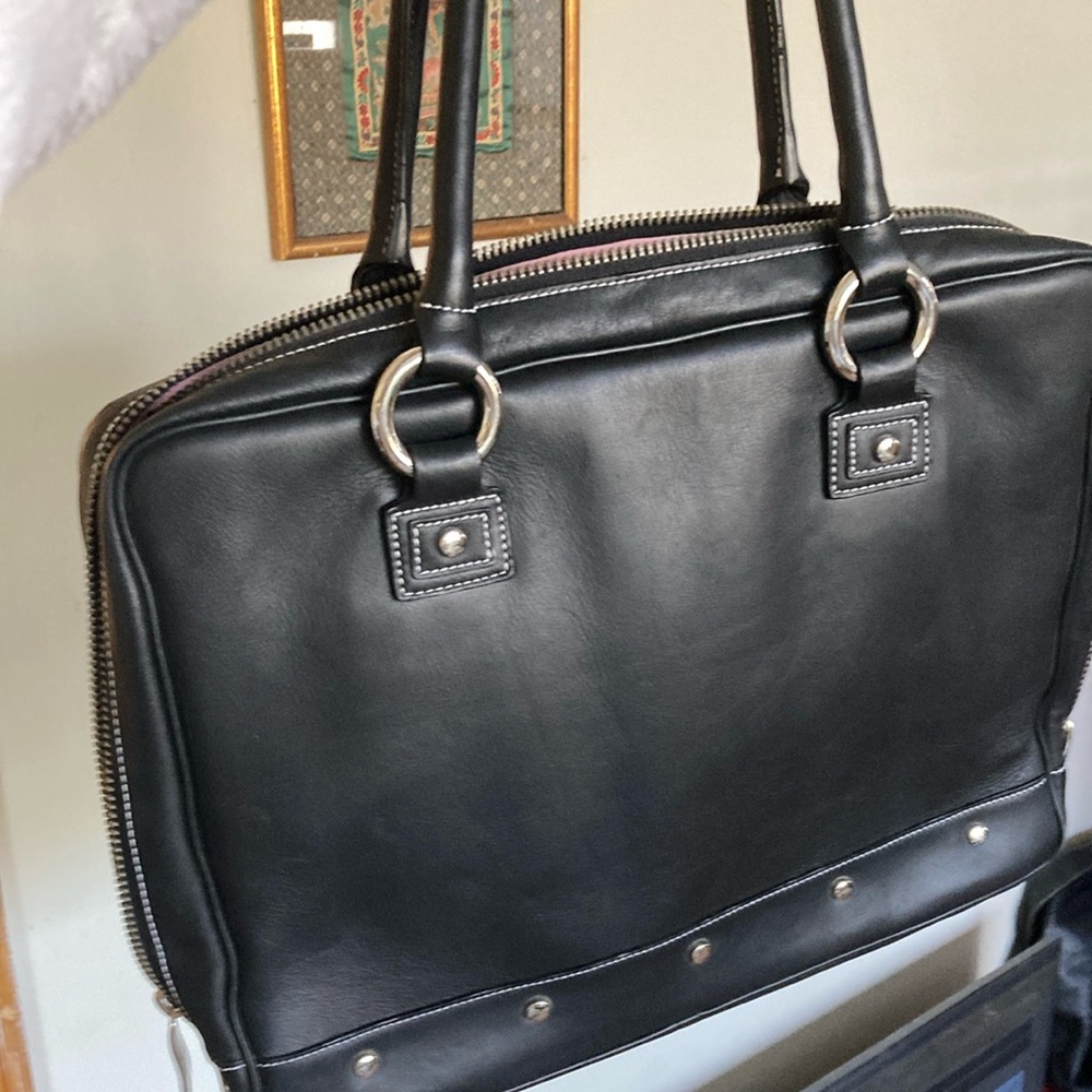 Genuine Leather Black Briefcase With Structured S… - image 1